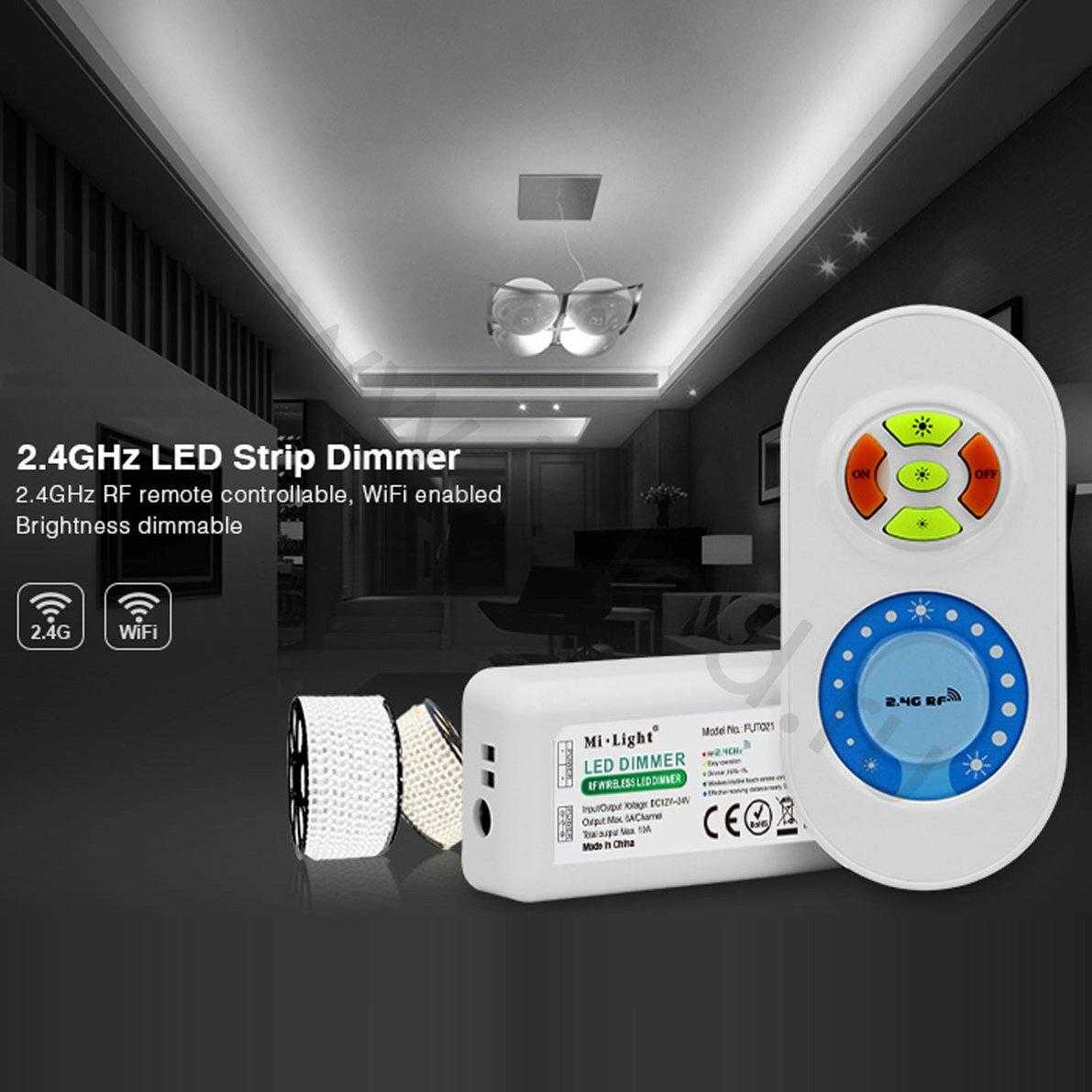 Диммер с пультом Mi-Light FUT021 P824 (Brightness, 12-24V, 120-240W, 2.4GHz)