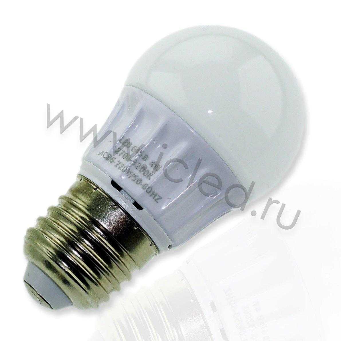 Светодиодные лампы Светодиодная лампа E27-45мм bulb (4W, 220V, White)