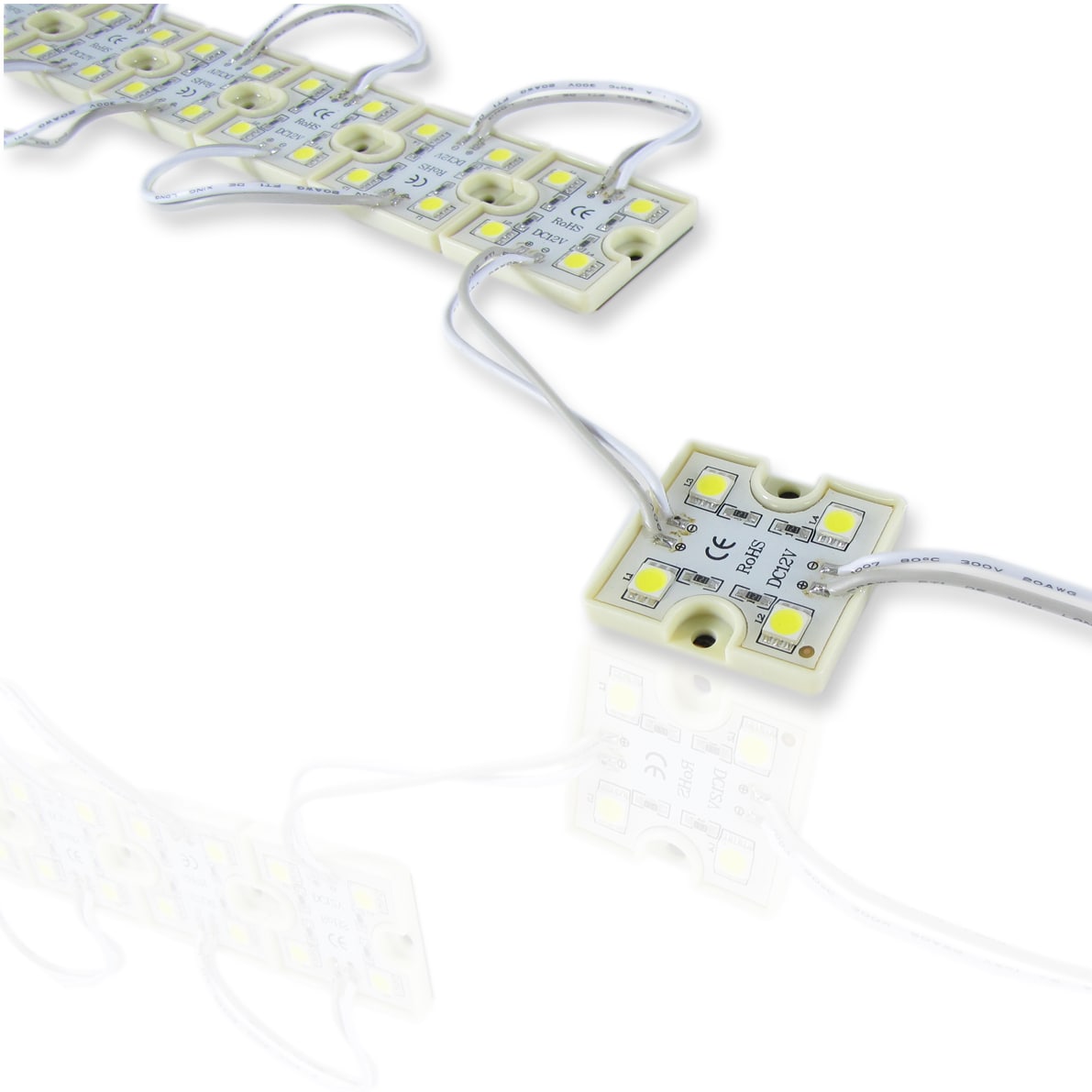 Герметичные светодиодные модули Светодиодный модуль квадратный 5050-4 (1,44W, 12V, White)