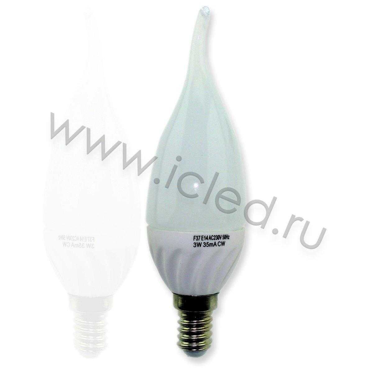Светодиодная лампа Е14-38мм candle (3W, 220V, Warm White)