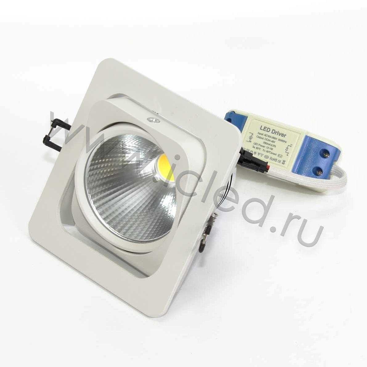 Светодиодные светильники Светодиодный светильник встраиваемый 120.1 series white housing BW132 (10W,220V,day white)