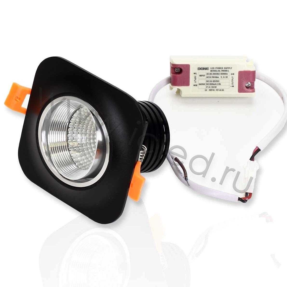 Светодиодные светильники Светодиодный светильник Spotlight AR20 black (7W, Day White)