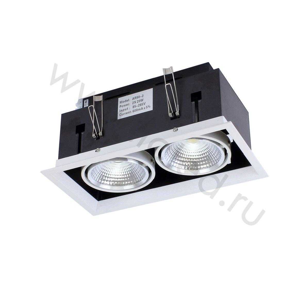 Светодиодные светильники Светодиодный светильник карданный AR90-2 OD2 (220V, 2х20W, white)