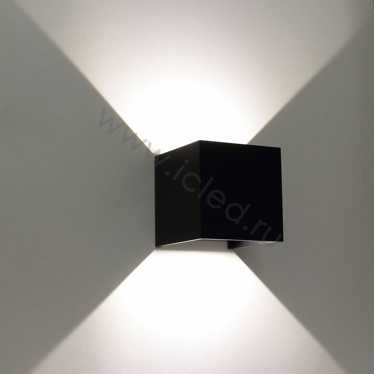 Ландшафтное и фасадное освещение Светильник настенный светодиодный JH-BD-B08 DHL30 (220V, 2х3W, черный корпус, IP65, warm white)