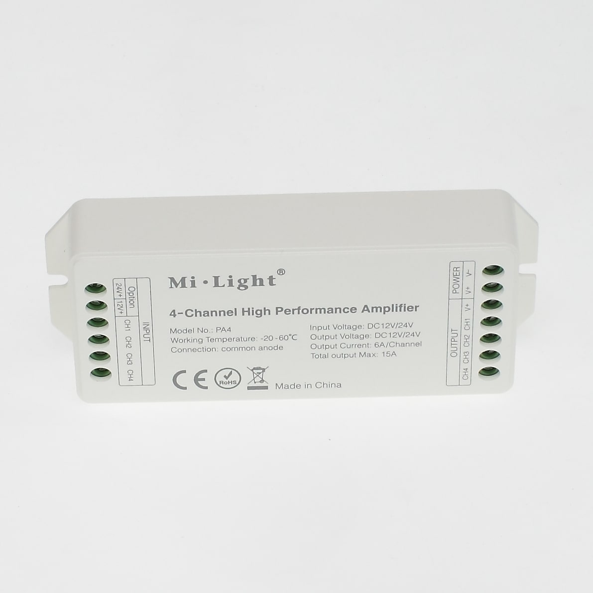 Усилитель высокоскоростной Mi-Light PA4 P263 (12/24V, 4 канала, 180/360W Max)