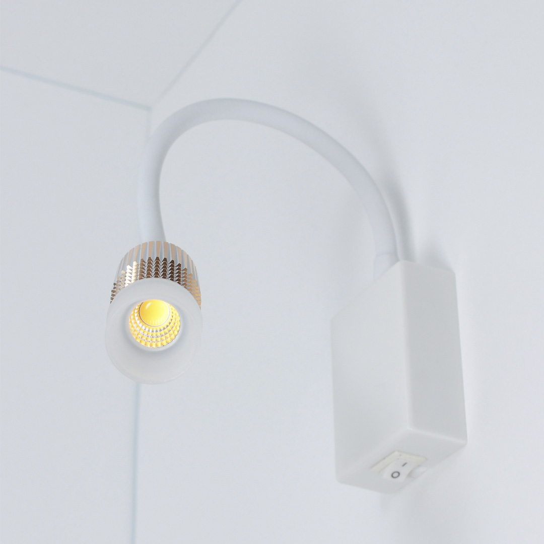 Светодиодные светильники Светильник светодиодный прикроватный DH15 (220V, 5W, warm white, белый корпус)