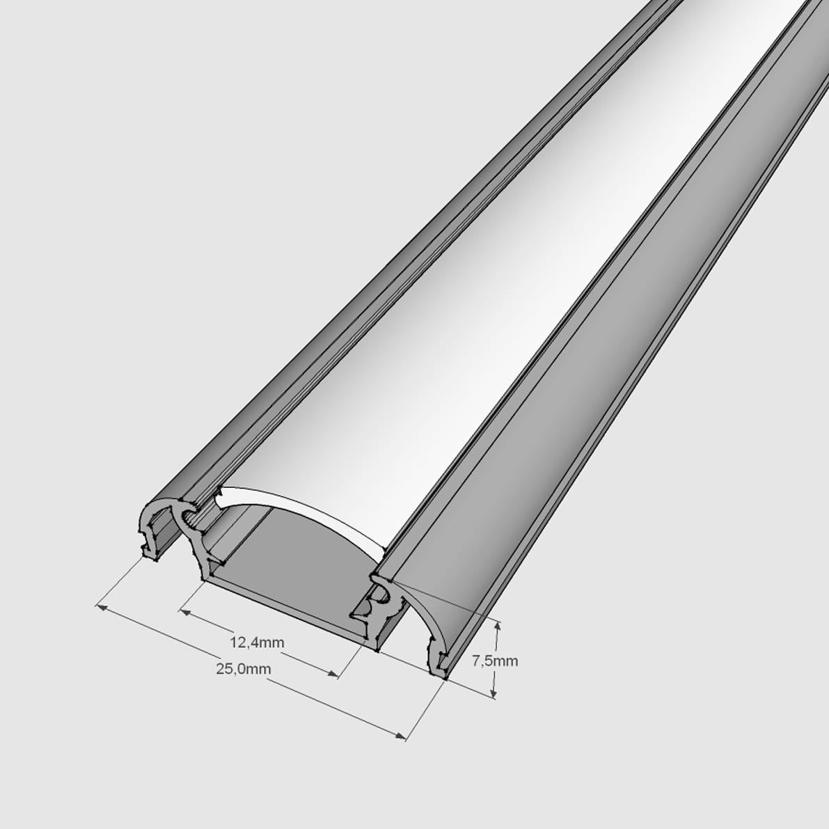 Алюминиевый профиль Алюминиевый профиль для кухонных светильников 630 (2500х7,5х25мм с рассеивателем)