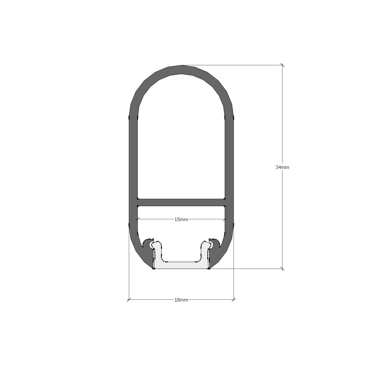 Алюминиевый профиль Алюминиевый профиль штанга гардеробный 704 (2000х34х18мм с рассеивателем)