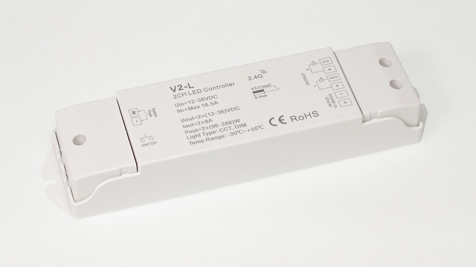Контроллер V2-L IC31 CCT/DIM (12-36V, 2ch x 8A, 192/384/576W)