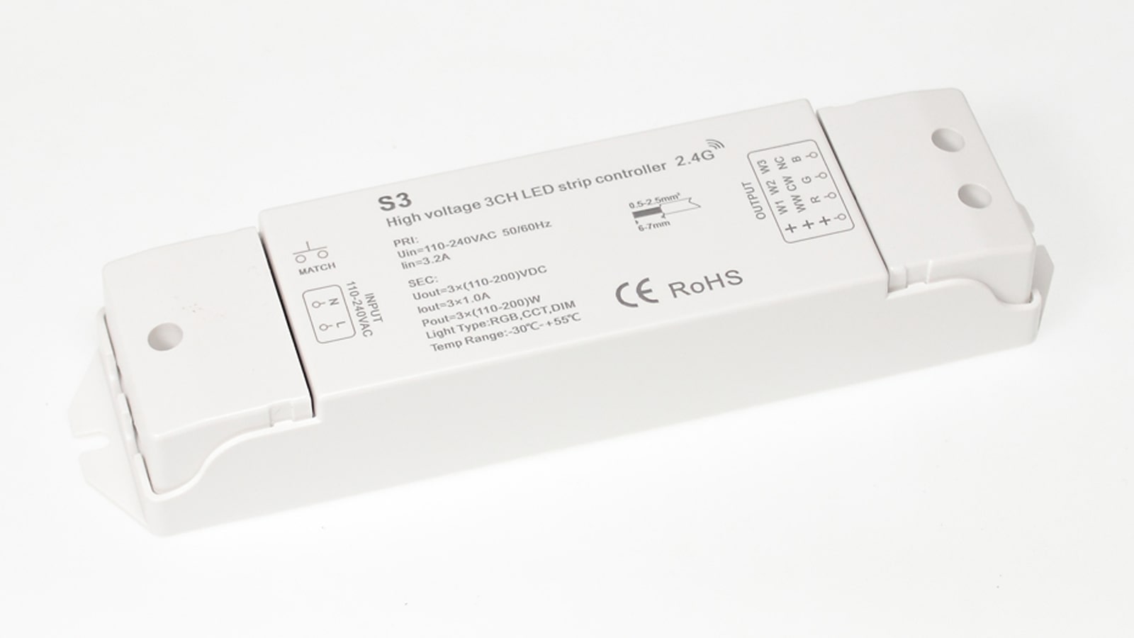 Контроллер высоковольтный S3 IC44 RGB/CCT/DIM (110-240V, 3ch x 200W) )
