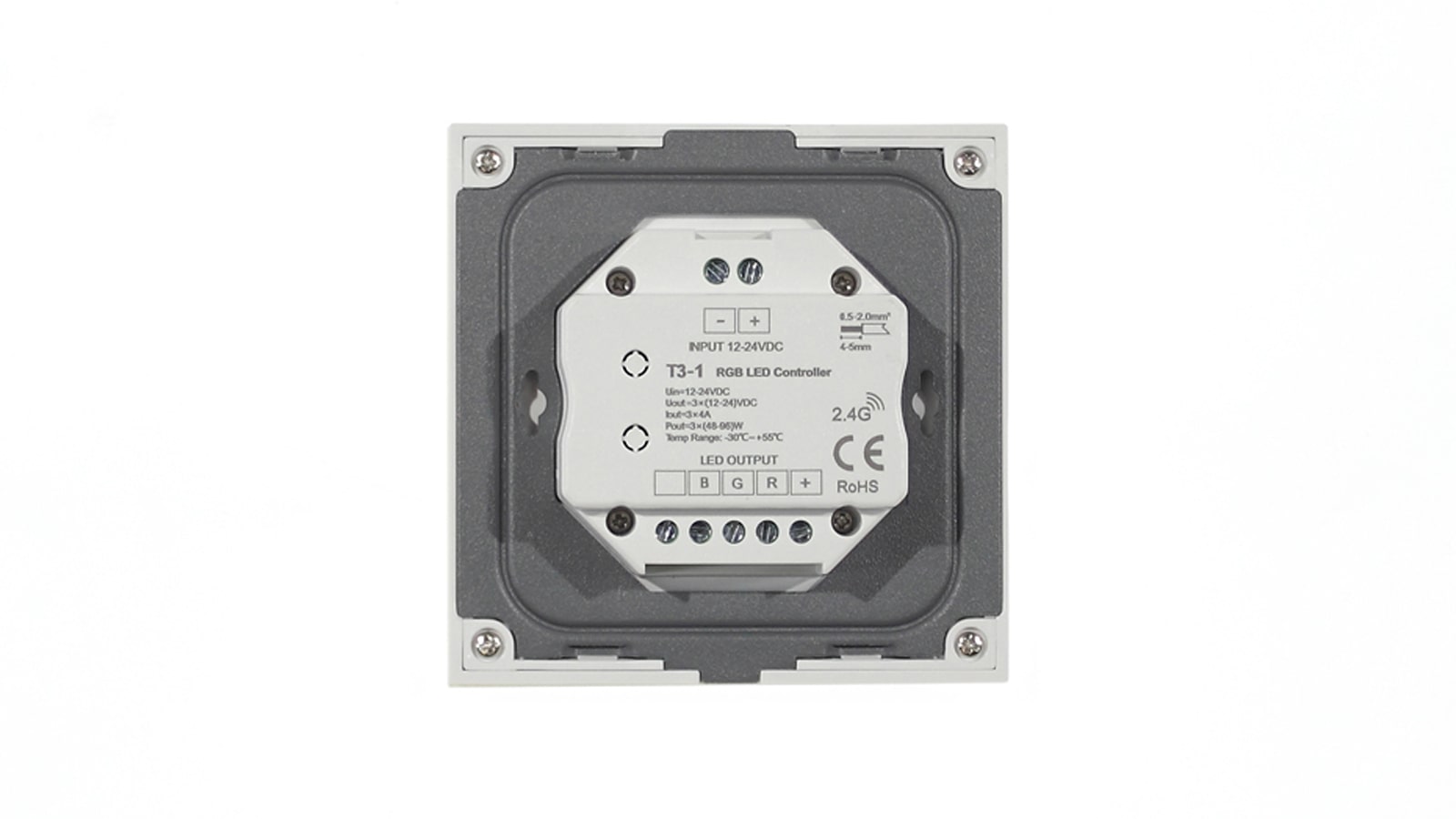 Сенсорная панель T3-1 White IC47 (12-24V, 3x4A, 3x(48-96W), RGB, RF 2.4GHz)