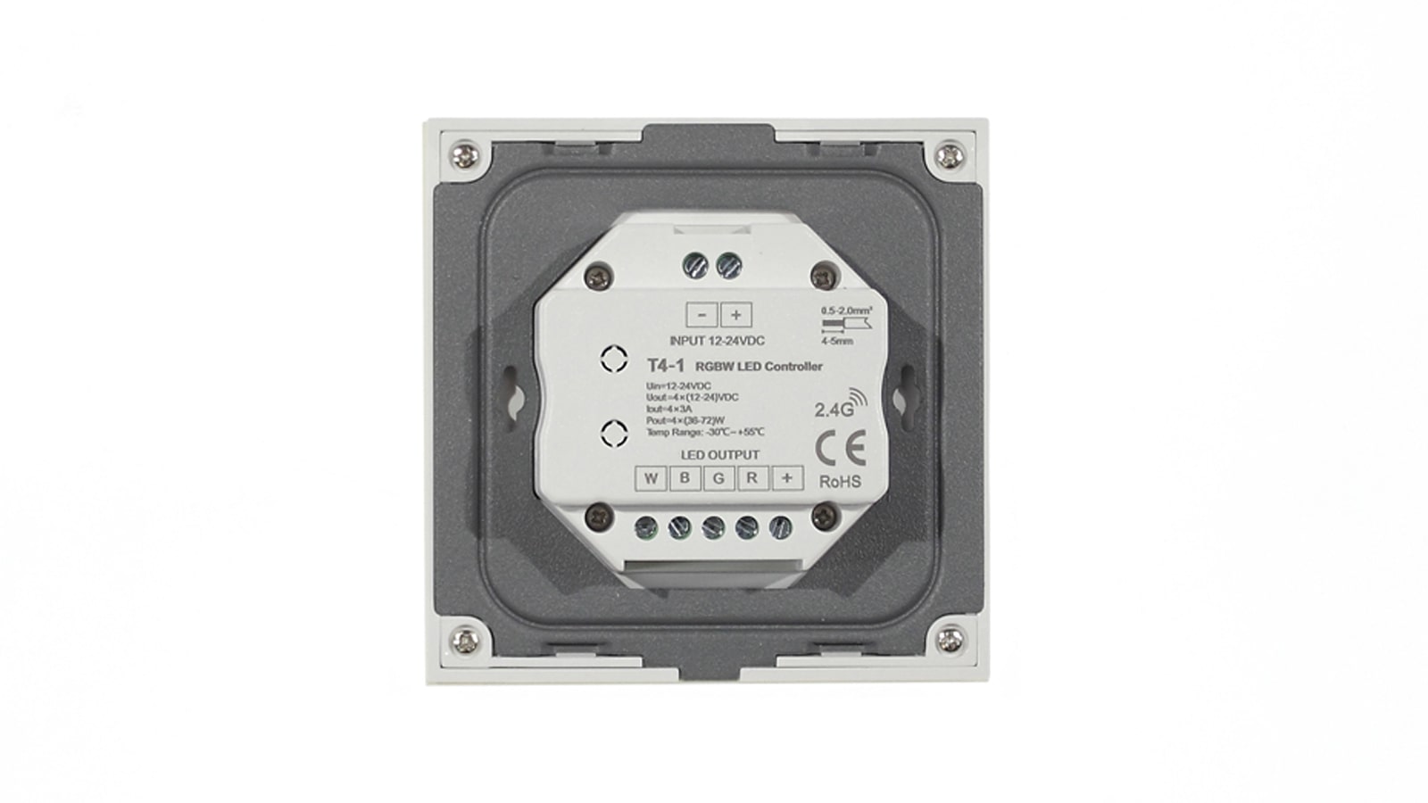 Сенсорная панель T4-1 White IC63 (12-24V, 4x3A, 4x(36-72W), RGBW, RF 2.4GHz)