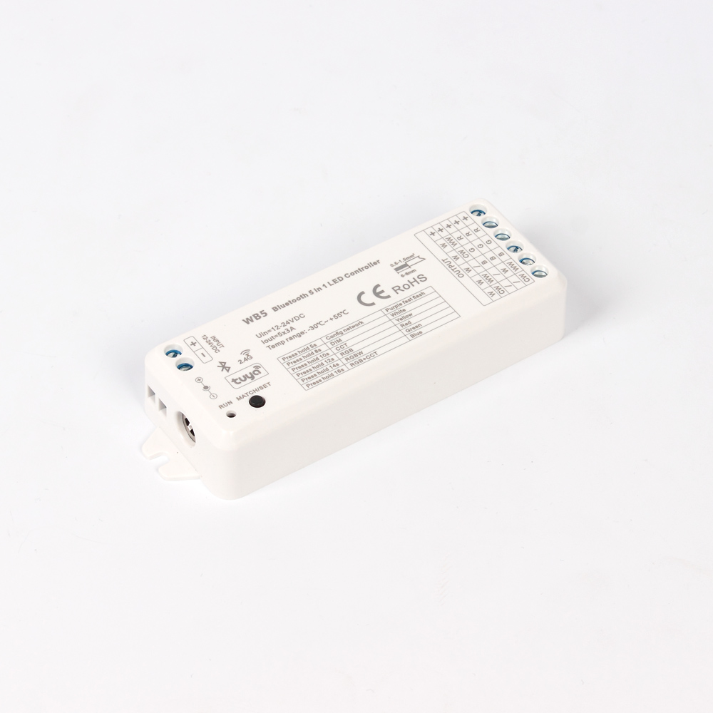 Контроллер WB5 KZ4 (Bluetooth, 2.4G, tuya, 12-24V, 5ch x 3A, 180/360W)