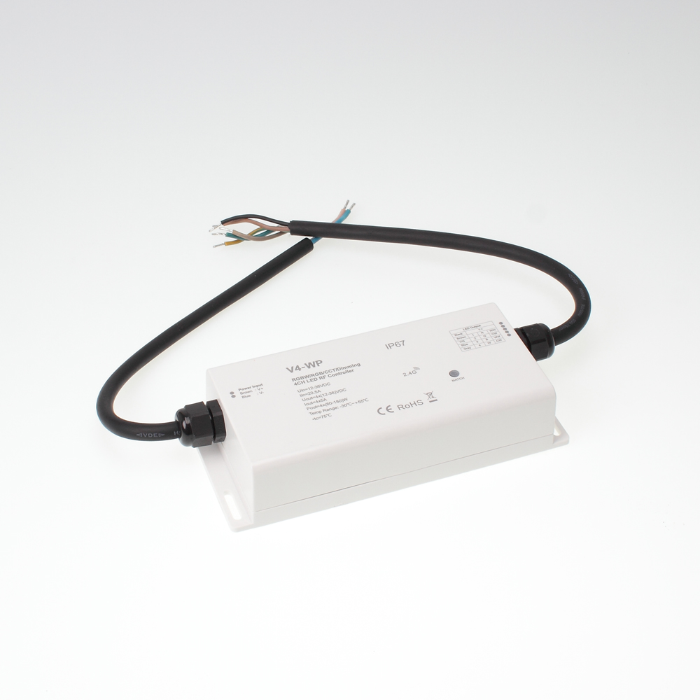 Контроллер V4-WP DIM2 (RGBW/RGB/CCT/Dimming, 12-36VDC, 4x5A, 240-720W, IP67)