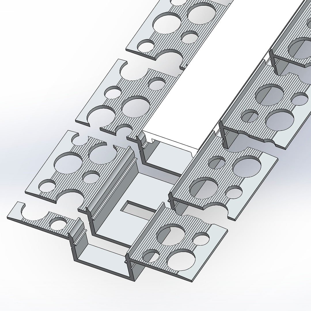 Алюминиевый профиль Алюминиевый профиль 3D встраиваемый в гипсокартон 629 (1500x59,5/19,5x12 мм с рассеивателем)